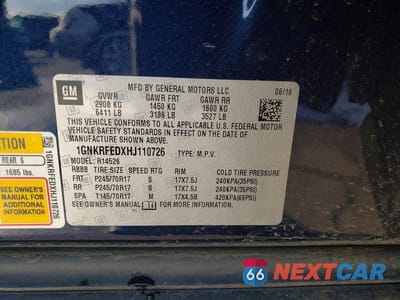Zdjęcie 13 z 13 samochodu: 2017 CHEVROLET TRAVERSE LS VIN:1GNKRFEDXHJ110726 - miniatura