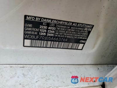 Zdjęcie 13 z 13 samochodu: 2005 MERCEDES-BENZ E 500 VIN:WDBUF70J05A663764 - miniatura