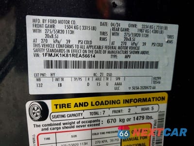 Zdjęcie 13 z 13 samochodu: 2024 FORD EXPEDITION MAX LIMITED VIN:1FMJK1K81REA56614 - miniatura