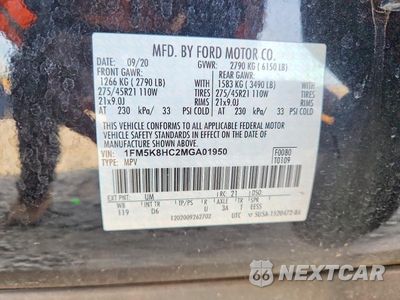 Zdjęcie 14 z 14 samochodu: 2021 FORD EXPLORER PLATINUM VIN:1FM5K8HC2MGA01950 - miniatura