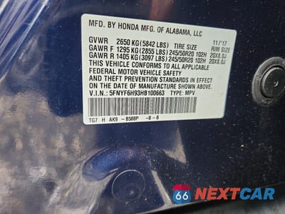 Zdjęcie 13 z 14 samochodu: 2017 HONDA PILOT TOURING VIN:5FNYF6H93HB100663 - miniatura