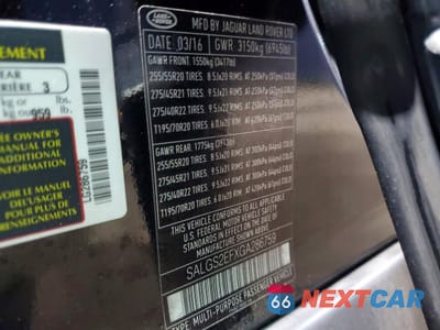 Zdjęcie 13 z 13 samochodu: 2016 LAND ROVER RANGE ROVER SUPERCHARGED VIN:SALGS2EFXGA286759 - miniatura