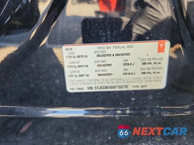 Zdjęcie 12 z 12 samochodu: 2019 TESLA MODEL X VIN:5YJXCBE48KF186792 - miniatura