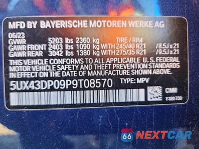 Zdjęcie 14 z 14 samochodu: 2023 BMW X3 SDRIVE30I VIN:5UX43DP09P9T08570 - miniatura