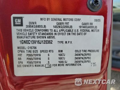 Zdjęcie 14 z 14 samochodu: 2006 CHEVROLET TAHOE C1500 VIN:1GNEC13V16J120362 - miniatura