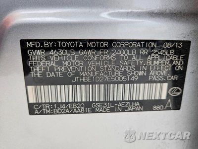 Zdjęcie 12 z 12 samochodu: 2014 LEXUS IS 350 VIN:JTHBE1D27E5005149 - miniatura