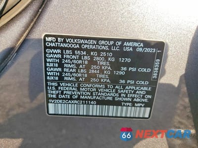 Zdjęcie 13 z 13 samochodu: 2024 VOLKSWAGEN ATLAS CROSS SPORT SE VIN:1V2DE2CAXRC211140 - miniatura