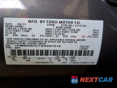 Zdjęcie 13 z 13 samochodu: 2025 FORD EXPLORER PLATINUM VIN:1FMWK8HC7SGD01016 - miniatura