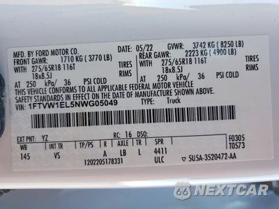 Zdjęcie 13 z 13 samochodu: 2022 FORD F150 LIGHTNING PRO VIN:1FTVW1EL5NWG05049 - miniatura