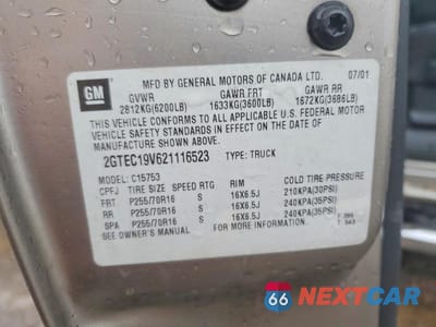 Zdjęcie 12 z 12 samochodu: 2002 GMC NEW SIERRA C1500 VIN:2GTEC19V621116523 - miniatura