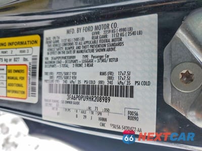 Zdjęcie 12 z 12 samochodu: 2017 FORD FUSION SE PHEV VIN:3FA6P0PU9HR208989 - miniatura