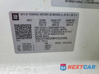 Zdjęcie 13 z 13 samochodu: 2021 CHEVROLET SILVERADO K1500 LT VIN:3GCUYDED0MG312558 - miniatura