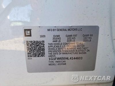 Zdjęcie 13 z 13 samochodu: 2020 CHEVROLET BOLT EV LT VIN:1G1FW6S04L4144603 - miniatura