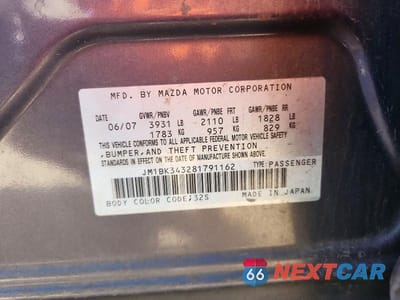 Zdjęcie 12 z 12 samochodu: 2008 MAZDA 3 HATCHBACK VIN:JM1BK343281791162 - miniatura