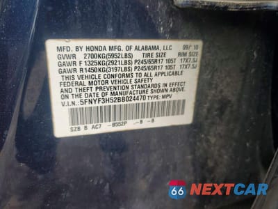Zdjęcie 14 z 14 samochodu: 2011 HONDA PILOT EXL VIN:5FNYF3H52BB024470 - miniatura