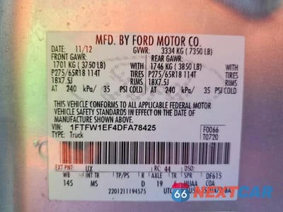 Zdjęcie 12 z 12 samochodu: 2013 FORD F150 SUPERCREW VIN:1FTFW1EF4DFA78425 - miniatura