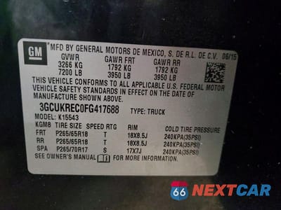 Zdjęcie 12 z 12 samochodu: 2015 CHEVROLET SILVERADO K1500 LT VIN:3GCUKREC0FG417688 - miniatura
