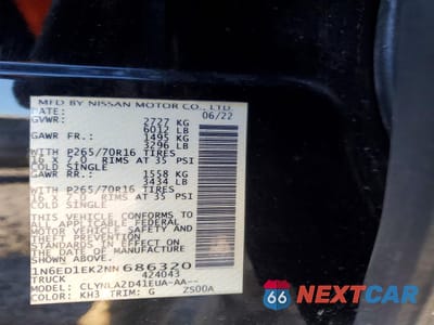 Zdjęcie 12 z 13 samochodu: 2022 NISSAN FRONTIER S VIN:1N6ED1EK2NN686320 - miniatura