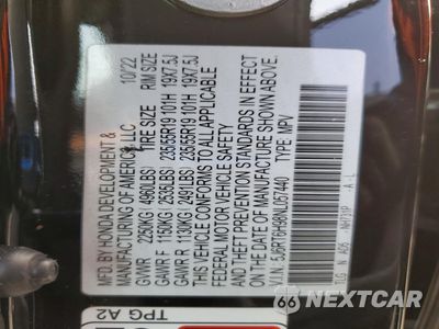 Zdjęcie 13 z 14 samochodu: 2022 HONDA CR-V TOURING VIN:5J6RT6H98NL057440 - miniatura
