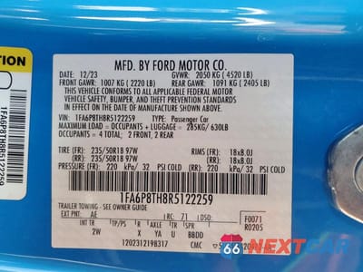 Zdjęcie 12 z 12 samochodu: 2024 FORD MUSTANG VIN:1FA6P8TH8R5122259 - miniatura