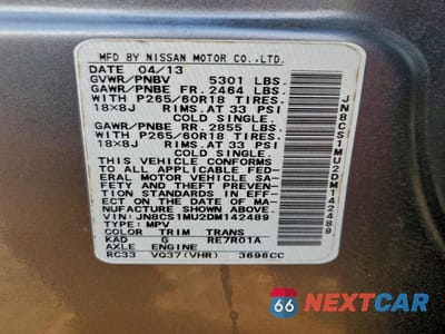 Zdjęcie 13 z 15 samochodu: 2013 INFINITI FX37 VIN:JN8CS1MU2DM142489 - miniatura