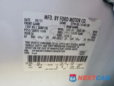 Zdjęcie 13 z 13 samochodu: 2012 FORD EXPLORER XLT VIN:1FMHK7D86CGA25725 - miniatura