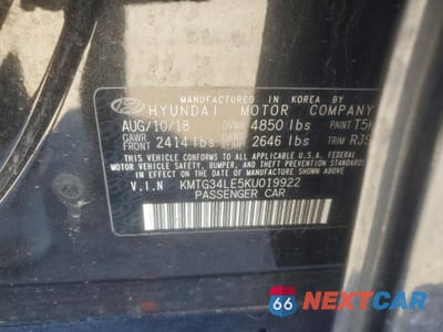 Zdjęcie 13 z 14 samochodu: 2019 GENESIS G70 PRESTIGE VIN:KMTG34LE5KU019922 - miniatura