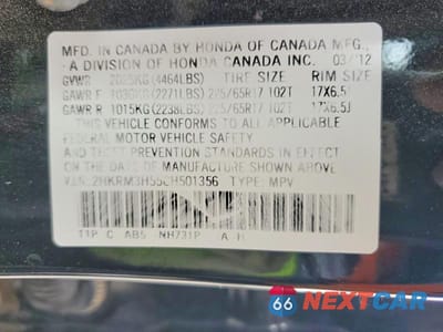 Zdjęcie 13 z 13 samochodu: 2012 HONDA CR-V EX VIN:2HKRM3H55CH501356 - miniatura
