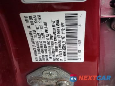 Zdjęcie 12 z 12 samochodu: 2009 HONDA CR-V EXL VIN:5J6RE48789L057277 - miniatura