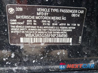 Zdjęcie 12 z 12 samochodu: 2015 BMW 328 I VIN:WBA3A5G56FNP34496 - miniatura