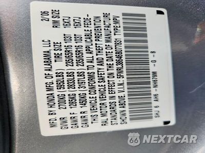 Zdjęcie 13 z 13 samochodu: 2006 HONDA ODYSSEY EXL VIN:5FNRL38646B077831 - miniatura