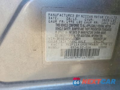 Zdjęcie 12 z 12 samochodu: 2015 NISSAN SENTRA S VIN:3N1AB7AP4FL673021 - miniatura