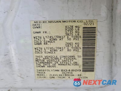 Zdjęcie 13 z 13 samochodu: 2021 NISSAN NV 2500 UTILITY / SERVICE VAN VIN:1N6BF0LY5MN804809 - miniatura