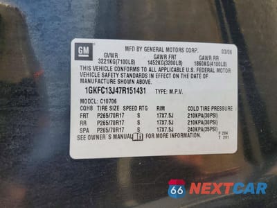 Zdjęcie 13 z 13 samochodu: 2007 GMC YUKON VIN:1GKFC13J47R151431 - miniatura