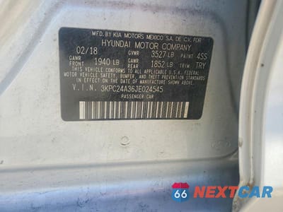 Zdjęcie 12 z 12 samochodu: 2018 HYUNDAI ACCENT SE VIN:3KPC24A36JE024545 - miniatura
