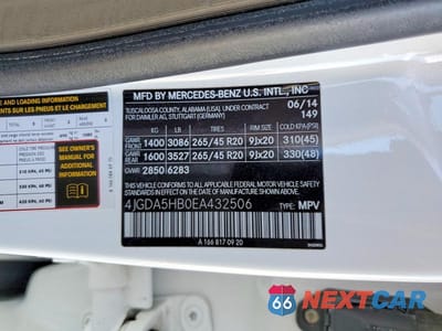 Zdjęcie 13 z 13 samochodu: 2014 MERCEDES-BENZ ML 350 4MATIC VIN:4JGDA5HB0EA432506 - miniatura
