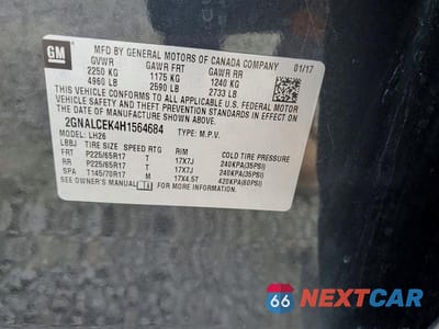 Zdjęcie 13 z 13 samochodu: 2017 CHEVROLET EQUINOX LT VIN:2GNALCEK4H1564684 - miniatura