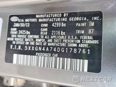 Zdjęcie 12 z 13 samochodu: 2013 KIA OPTIMA EX VIN:5XXGN4A74DG178761 - miniatura
