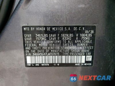 Zdjęcie 12 z 12 samochodu: 2020 HONDA FIT LX VIN:3HGGK5G47LM707615 - miniatura