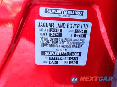 Zdjęcie 13 z 13 samochodu: 2015 JAGUAR XF 3.0 SPORT AWD VIN:SAJWJ0FF6F8U81600 - miniatura
