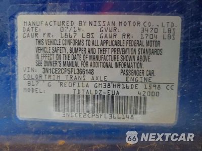 Zdjęcie 12 z 12 samochodu: 2015 NISSAN VERSA NOTE S VIN:3N1CE2CP5FL366148 - miniatura