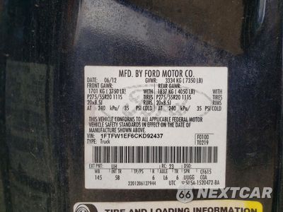 Zdjęcie 12 z 12 samochodu: 2012 FORD F150 SUPERCREW VIN:1FTFW1EF6CKD92437 - miniatura