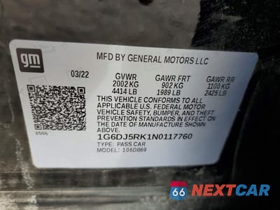 Zdjęcie 12 z 13 samochodu: 2022 CADILLAC CT4 LUXURY VIN:1G6DJ5RK1N0117760 - miniatura