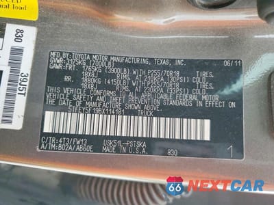 Zdjęcie 12 z 12 samochodu: 2011 TOYOTA TUNDRA CREWMAX SR5 VIN:5TFEY5F19BX114181 - miniatura
