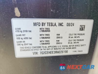 Zdjęcie 12 z 14 samochodu: 2024 TESLA CYBERTRUCK VIN:7G2CEHEE3RA026196 - miniatura