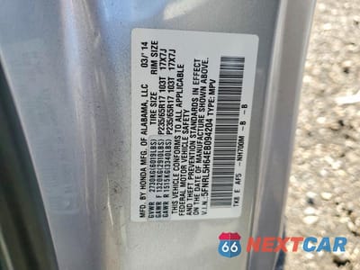 Zdjęcie 13 z 13 samochodu: 2014 HONDA ODYSSEY EXL VIN:5FNRL5H64EB094204 - miniatura