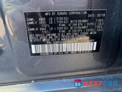 Zdjęcie 10 z 15 samochodu: 2018 SUBARU OUTBACK 2.5I PREMIUM VIN:4S4BSAFC0J3335555 - miniatura