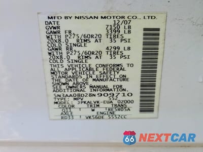 Zdjęcie 13 z 13 samochodu: 2008 INFINITI QX56 BASE VIN:5N3AA08D28N909710 - miniatura