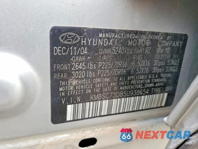 Zdjęcie 13 z 13 samochodu: 2005 HYUNDAI SANTA FE GLS VIN:KM8SC73D85U938654 - miniatura