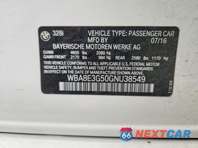 Zdjęcie 12 z 12 samochodu: 2016 BMW 328 XI SULEV VIN:WBA8E3G50GNU38549 - miniatura